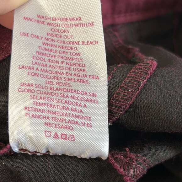 NO BOUNDARIES Skinny Pants XS/XCH(1) Wine Stretch Pull-On Low Rise - Picture 11 of 11